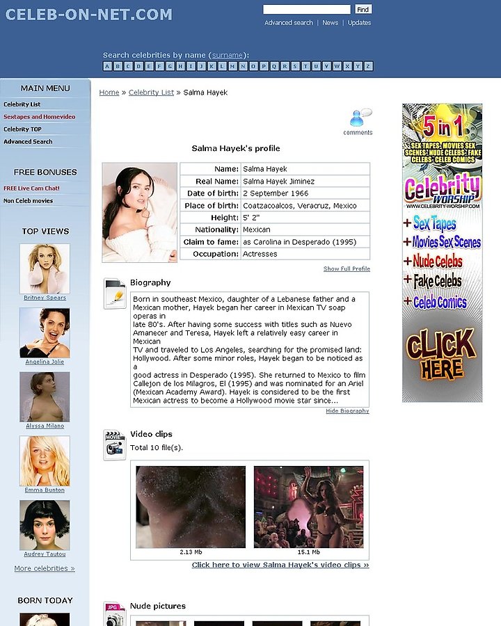 Celebrities on Net screencap