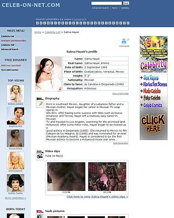 Celebrities on Net Screencap